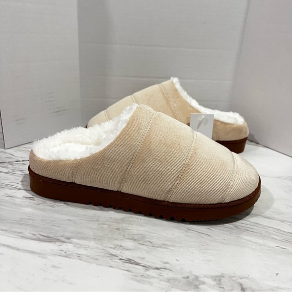 Sonoma Goods For Life Corduroy Clog Slippers Cream Beige Size 7/8 - Picture 2 of 9